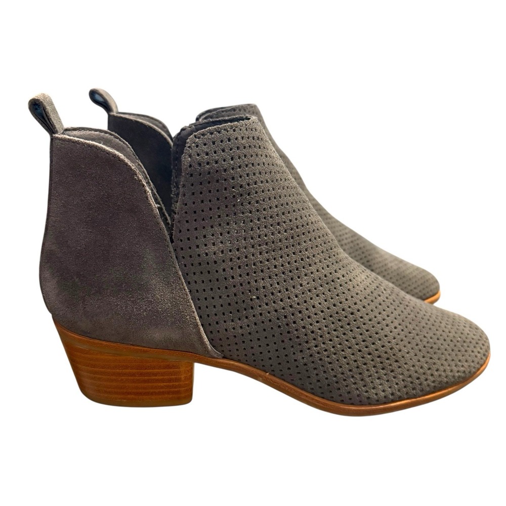 Dolce Vita Kaidie Ankle Boots 10M‎ Gray Suede Leather Perforated Heeled Booties